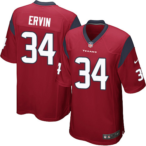 Men's Game Tyler Ervin Nike Jersey Red Alternate - #34 NFL Houston Texans